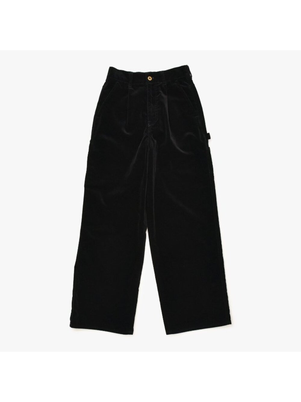 Miu Miu Velvet Carpenter Pants Long 36 Black Logo Embroidery